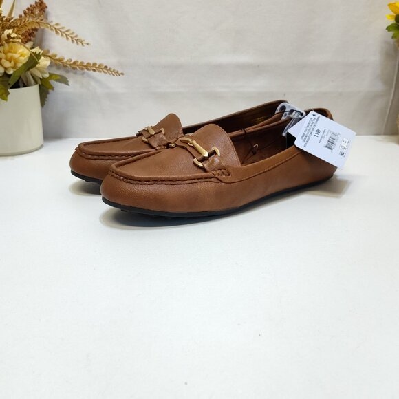 Aerosoles Buckle Loafer Day Drive Moccasin Cognac Flexible Diamond Outsole 11W - Picture 2 of 10